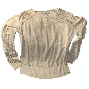 milly ivory white mixed knit fine crew neck neutral sweater S EUC